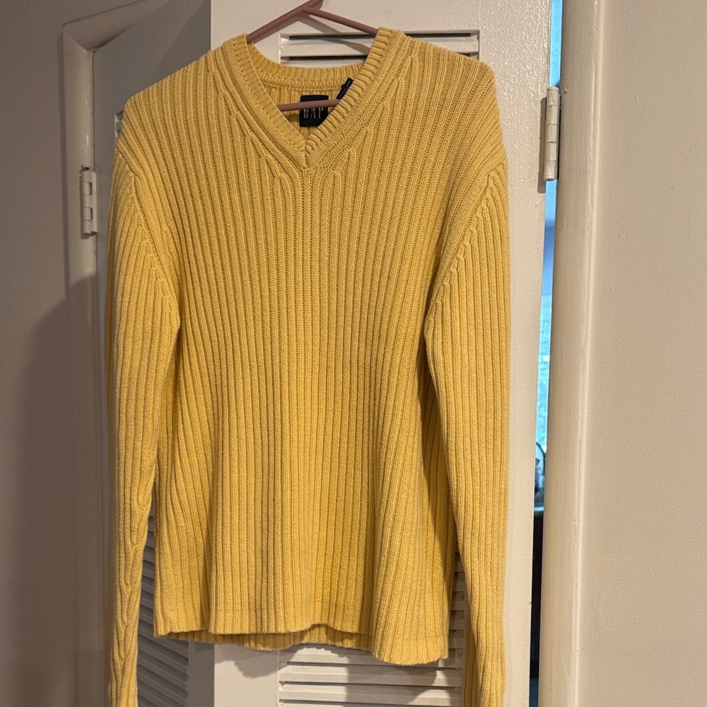 GAP Yellow V-Neck Ribbed Sweater